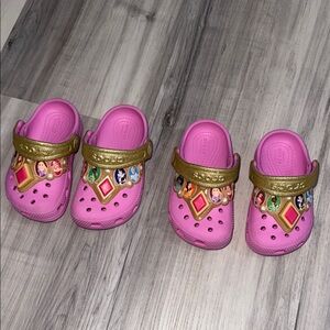 CROCS Pink Sandals with Gold Strap
